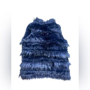 Love Token Plush Faux Fur Vest in Navy Blue